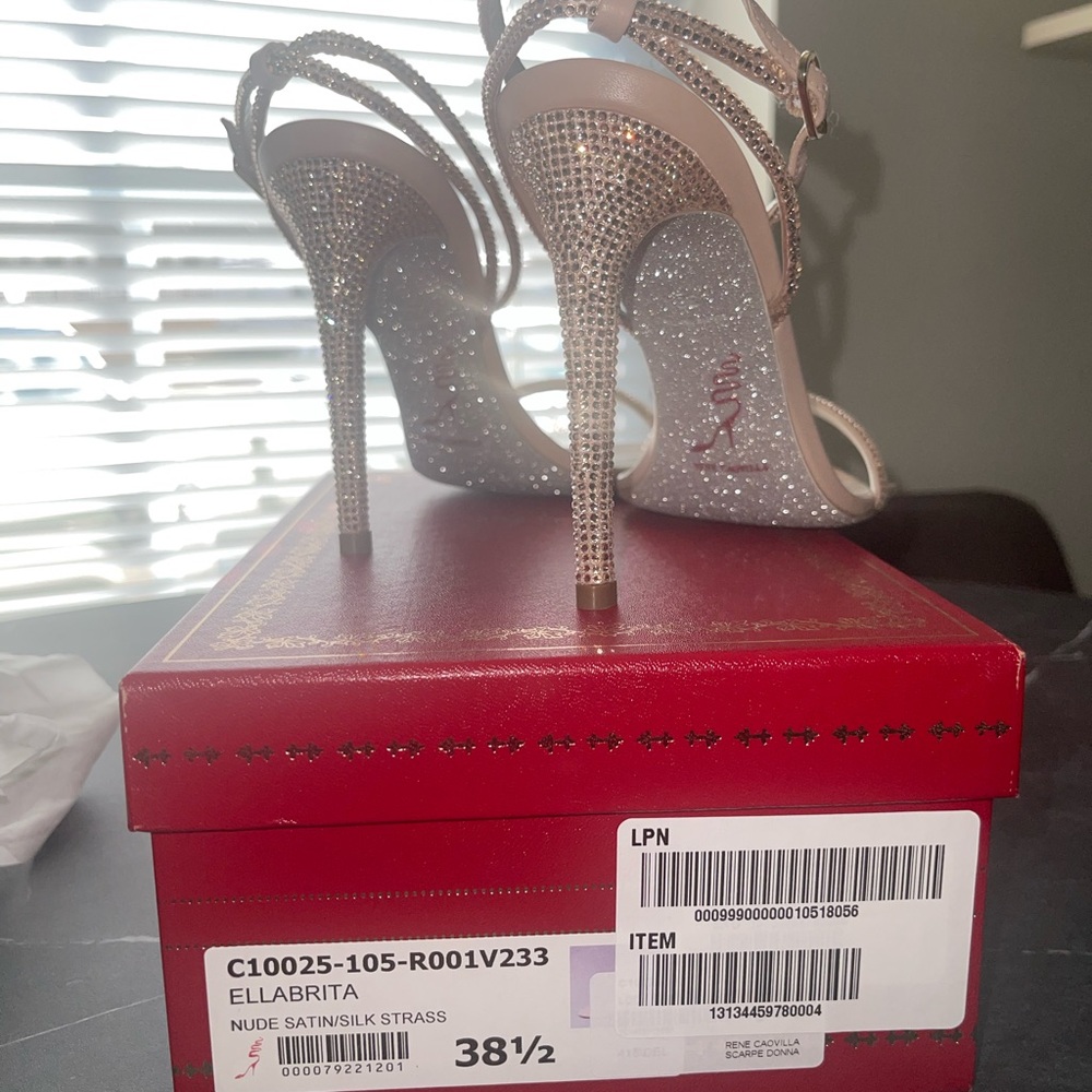 Rene Caovilla Beige Strappy Heels